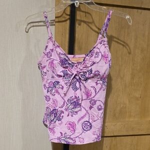 (J29) Floral Pink Camisole Swim Top Sz 8